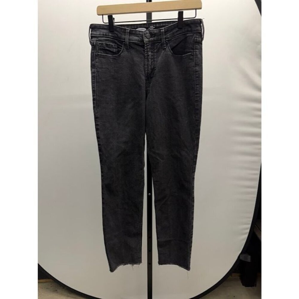 Old Navy Black Power Slim Straight Distressed Hem Jean